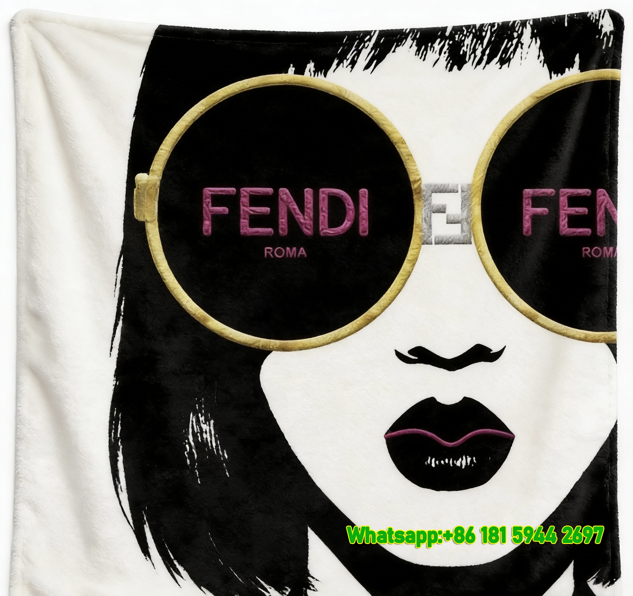 Fendi Roma Sunglasses Fashion Illustration Flannel Sofa Throw Blanket IMG_9391